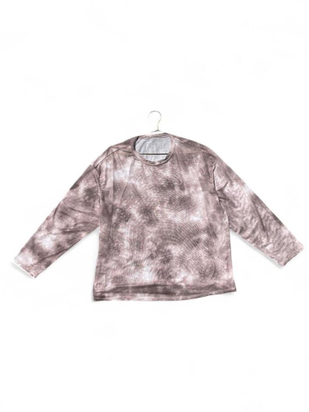 Brown Tie-Dye Sheer Mesh Long Sleeve Top Y2K Grunge Layering XL 1X